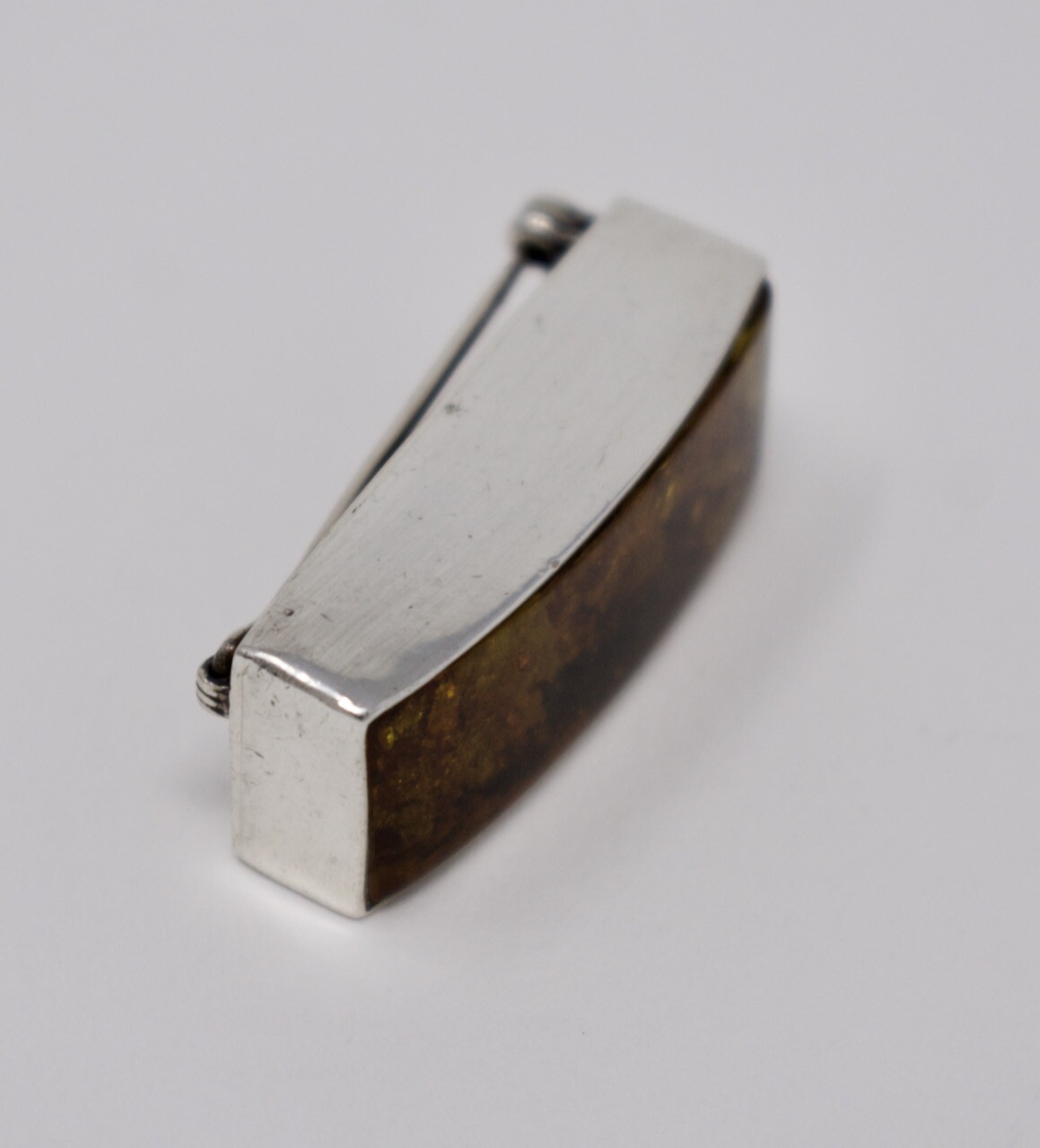 Vintage Rectangular Sterling Silver & Natural Bal… - image 5