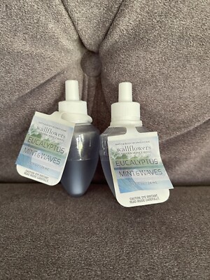 2 Bath & Body Works EUCALYPTUS MINT & WAVES Wallflowers Fragrance Bulb Refills