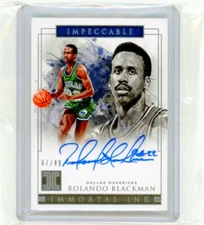 2018-19 ROLANDO BLACKMAN PANINI IMPECCABLE IMMORTAL INK IM-RBK AUTO 7/49 DAL MAV