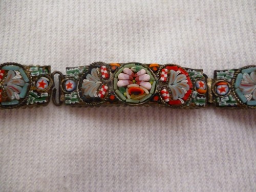 pulsera antigua Millefiori joyería mosaico de vidrio - Imagen 5 de 9