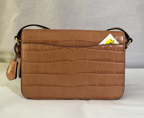 COACH Logo Closure Crocodile Embossed Leather Studio Shoulder Bag - Picture 4 of 7
