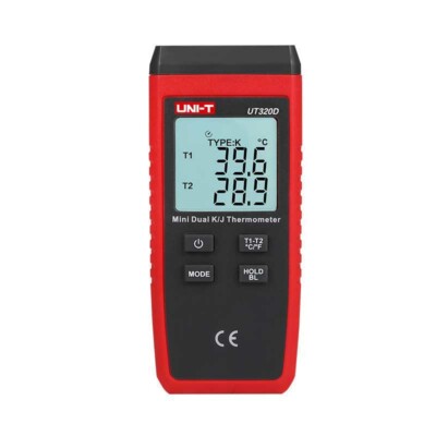 UNIT UT320D Mini Contact Type Thermometer LCD Backlight K/J Thermocouple Probe K