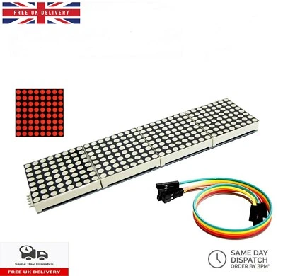 MAX7219 8x32 LED Dot Matrix Display RED, GREEN, BLUE - Arduino Raspberry pi