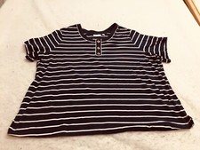 D & Co Shirt Plus Size 3X Blue White Striped ...