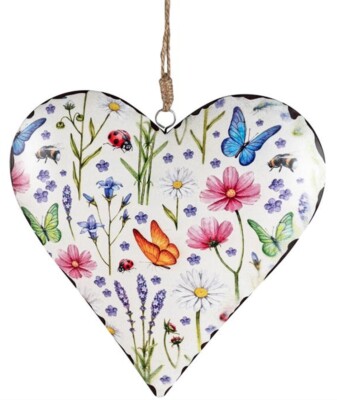 Hänger Herz aus Metall Blumenwiese Motiv 1 - 20cm