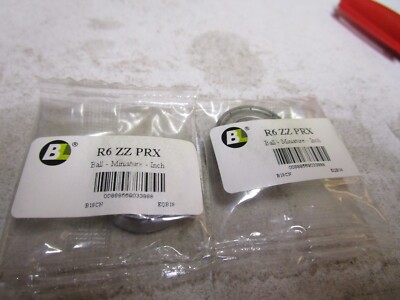 R6 ZZ 0.375'' ID x 0.875'' R6-ZZ 1 Row Double Shield Radial Ball Bearing QTY 2