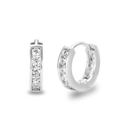 Simulated Diamond Children Baby Girls Huggie Hoop Earrings Sterling
