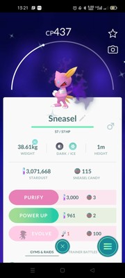 Pokémon Shiny Shadow Sneasel GO
