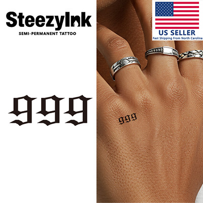 SteezyInk temporary tattoo 999 last upto 2 weeks 1 x 1 inch