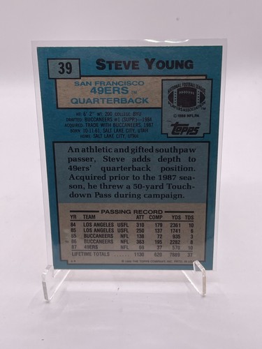 1988 STEVE YOUNG Topps #39 Excellent - Picture 2 of 2