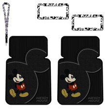 New 5pc Classic Mickey Mouse Car Rubber Floor Mats License Plate Frames Lanyard
