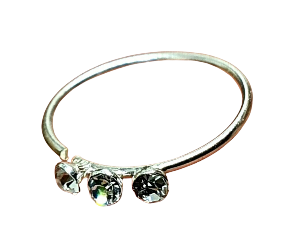 Nose Ring Crystal 3 CZ 20g (0.8mm) 10mm 925 Silver Tragus Helix Piercing Ring