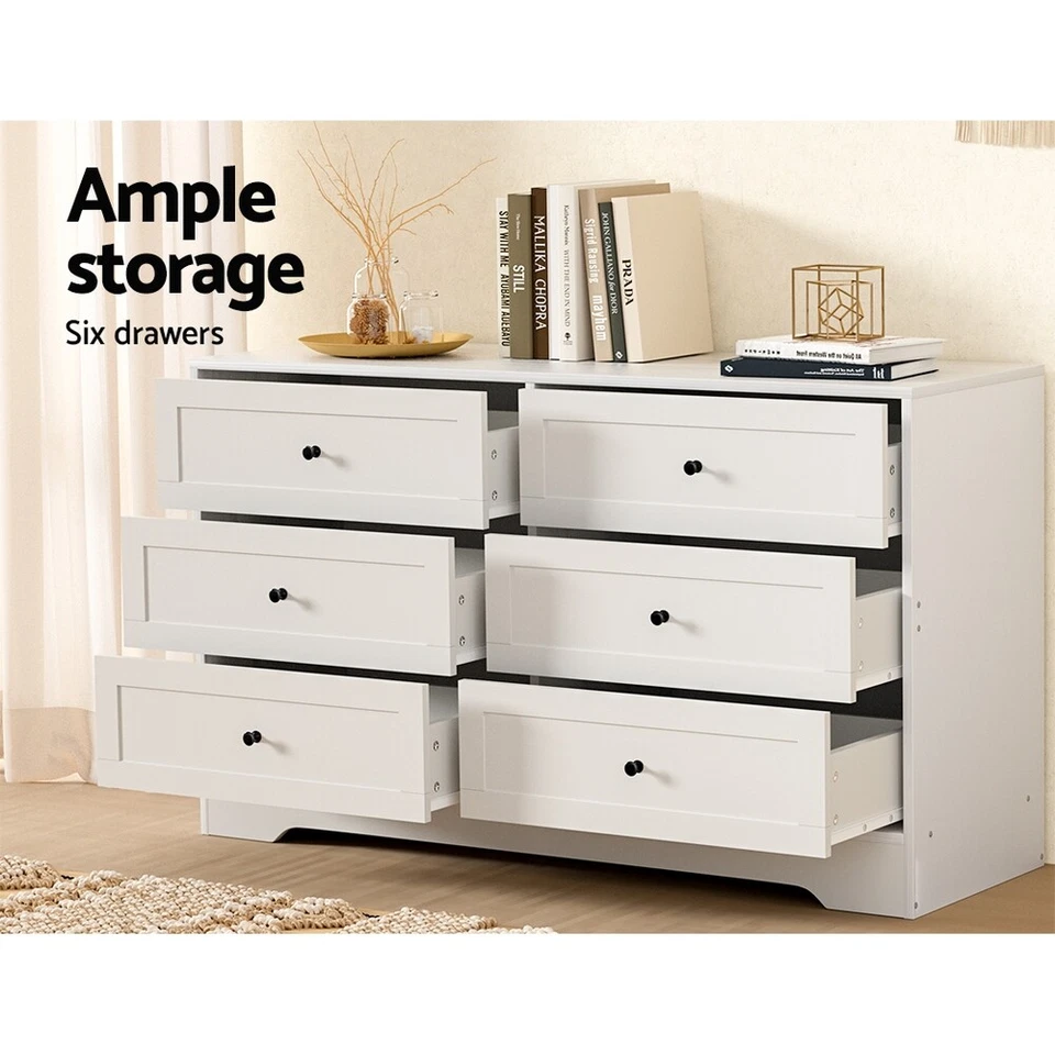 Artiss 6 Chest of Drawers Cabinet Dresser Table Tallboy Storage Bedroom White - image 4 of 4