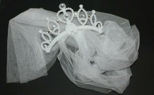 DOD Halloween Veil Tiara costume accesor, widow, bride, ghost, zombie, 23" Tulle