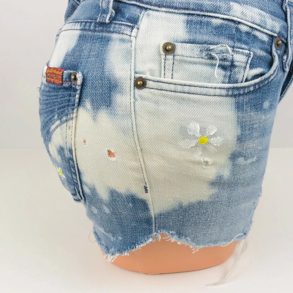 Pantalones Cortos Jean 7 For All Mankind Blanqueados Dojo Margaritas Reciclados Bohemios 27 Foto 2 de 4