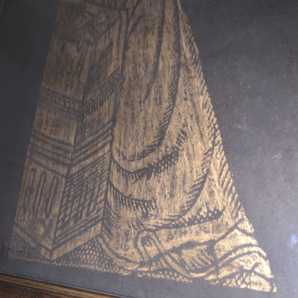 British Brass Rubbing Unknown Subject 12” X 11” Vintage Lady England