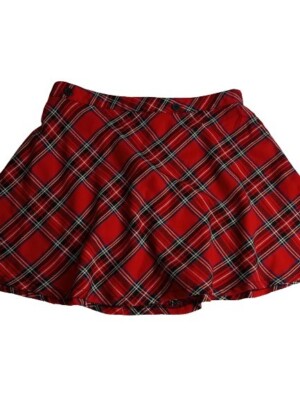Red Plaid Pencil Skirt Plaid Mini Skirt Express Plaid Skirt - Main Image