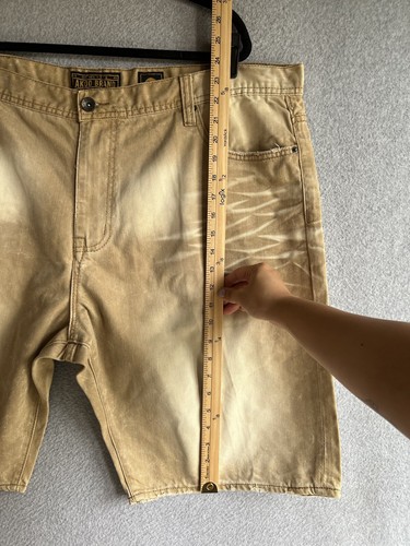 Akoo Shorts Mens 44 Brown Distressed Denim Jeans Fringe Hip Hop Retro - 第 5/13 張圖片