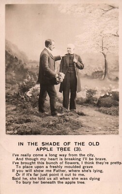 'In the Shade of the Old Apple Tree (3) RPPC Postcard Postmarked 1907