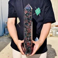 8.91LB Natural Garnet Fireworks quartz obelisk crystal wand point healing
