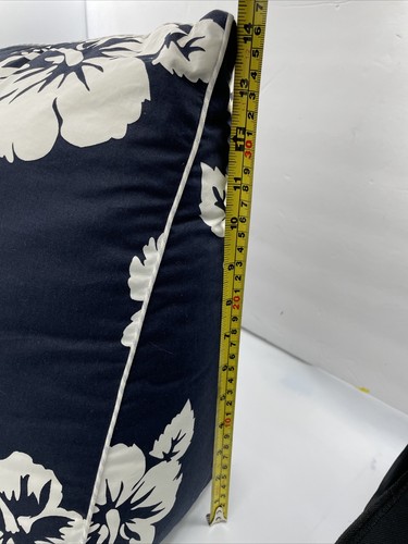 Tommy Hilfiger Vtg. Decorative Hibiscus Flower Navy Wedge Pillow 14”X20”X8” X.5” - Picture 2 of 13