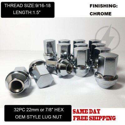 32Pc Chrome M14x1.5 OEM Factory Style Lug Nuts Fits 2012-2022 Ram 2500