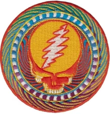 Grateful Dead Orange Sunshine Steal Your Face Patch Sew or Iron On Embroidered