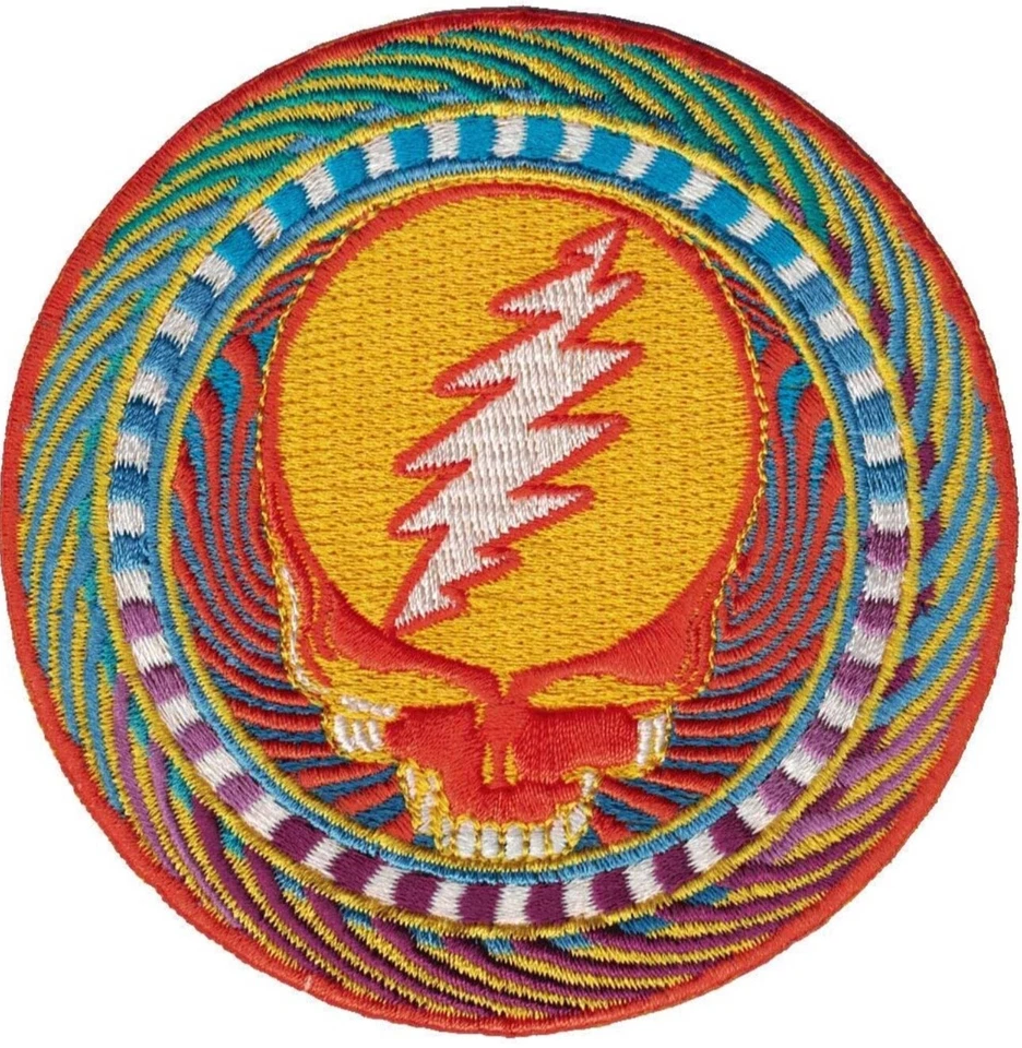 Grateful Dead Orange Sunshine Steal Your Face Patch Sew or Iron On Embroidered