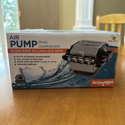 Active Aqua 25L/MIN 3.77 PSI Dual Diaphragm Air Pump Rare W5A