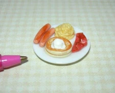 Miniature Pancake Breakfast w/Scrambled Eggs and Sausage/Bacon: DOLLHOUSE 1:12