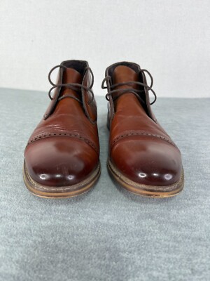 Stacy Adams Mens 8.5M Oxford Coffee Brown Leather Mid High  display picture 2
