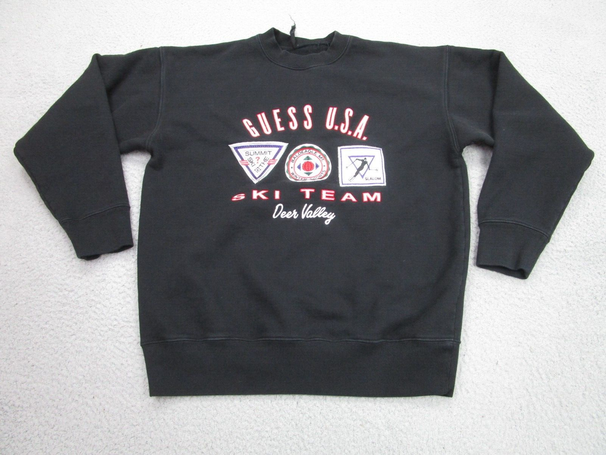 Guess Sweater Mens S Black Oversized 90s baggy Crewneck Sweatshirt