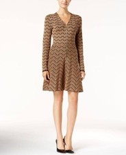 INC International Concepts Chevron Pattern Zip Front Sweater Dress | Small