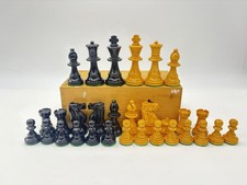 VTG French LARDY Wooden Chessmen w Box 2.75" - INCOMPLETE - (2 Pawns Missing)