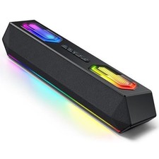 HiFi Stereo Gaming Soundbar with Custom EQ Software, Dynamic RGB Lighting for La