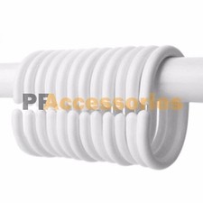12 Pcs Set Plastic Bathroom Shower Curtain Rings Hooks White Rustprooof
