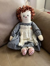 Doll, 18”, Vintage Handmade, Cloth, Painted Face, Tea Stained Folk Art