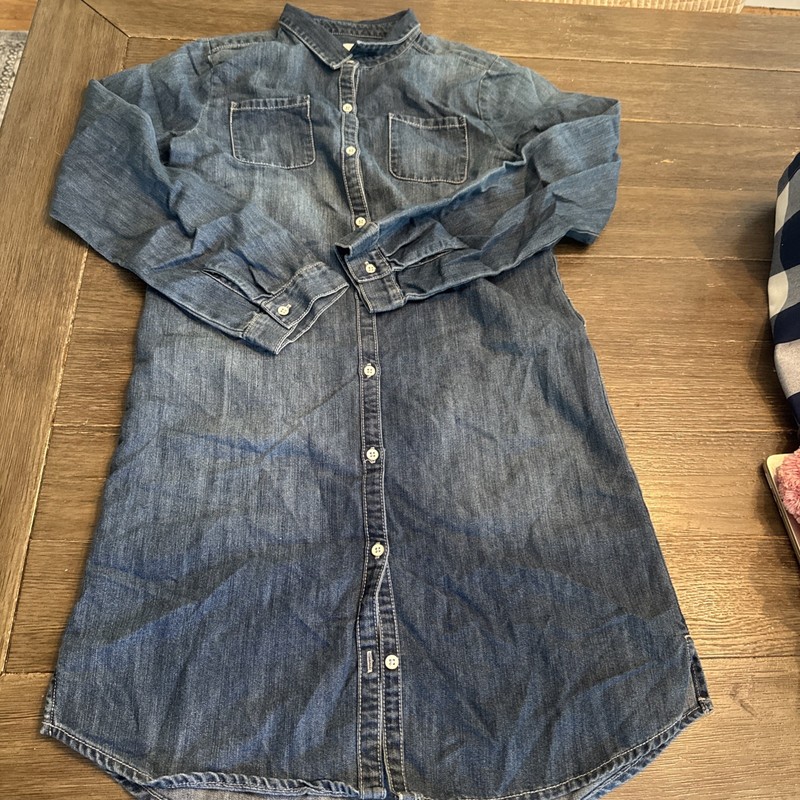 Old Navy Girls XXL 16 Denim Shirt Dress Button Front Belt Missing
