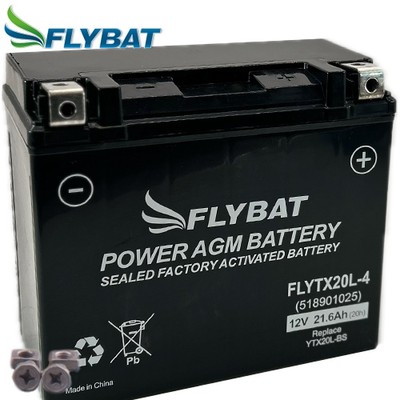 Motorrad Batterie FlyBat FLYTX20L-4 / YTX20L-BS AGM geschlossen, 12V|21,6Ah (177