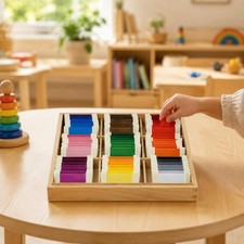 Montessori Color Matching Toy Sleek-Finish Wooden Color Tablet Set Included