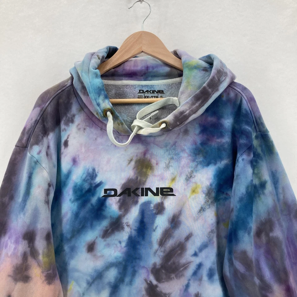 Dakine Sudadera con Capucha Para Hombres 2XL Azul Púrpura Tie Dye Pullover Canguro Bolsillo Deletrear Foto 2 de 4