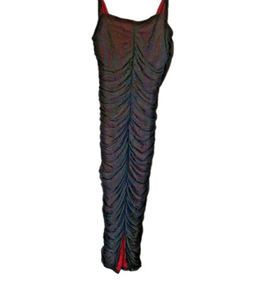Shein Black Red Mesh Ruched Maxi Evening Dress  Gothic Vampire Sexy Witch Medium