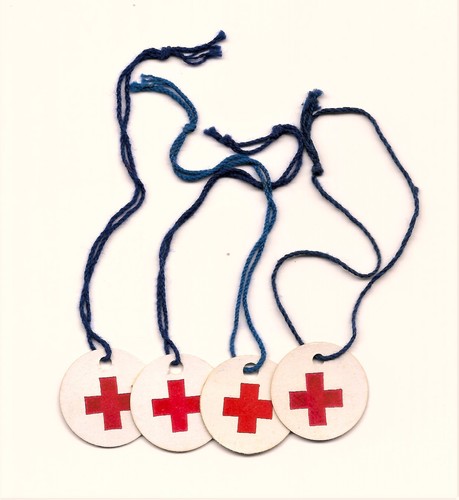 1943 Lot of (4) Unused American Red Cross String Tags to Be Place in Button Hole