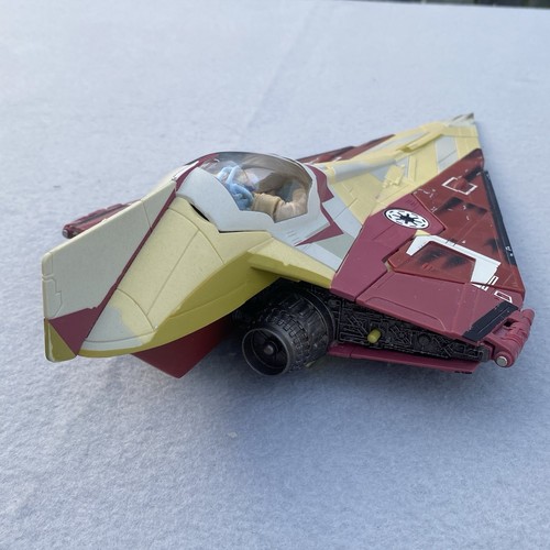 2001 HASBRO STAR WARS OBI WAN KENOBI'S JEDI STARFIGHTER Complete Works + Figure - Picture 21 of 23