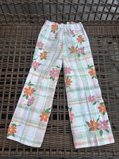 VTG 70s Health-tex Kids Flare Pants  Size 5 girls mod floral