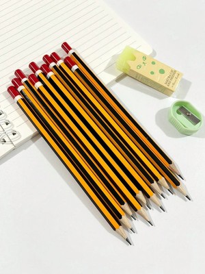 30 Stück HB Bleistifte mit gelb gestreiftem Schaft - glatte Schrift für Schule & Büro - UK