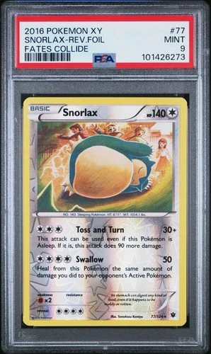 Snorlax Reverse Holo Rare 2016 77/124 Tomokazu Koyima PSA 9