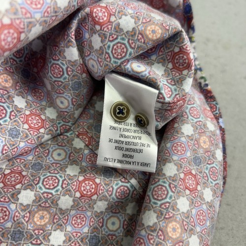 Camisa de manga corta con botones Robert Graham para hombre M ajuste a medida geométrico AOP - Imagen 13 de 15