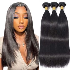 Straight Human Hair Bundles 14 16 18 14 16 18 Inch, 3 Natural Color