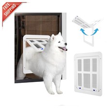 Magnetic Pet Door - White, 11.2x14.4 Inch, Easy Installation, Lockable
